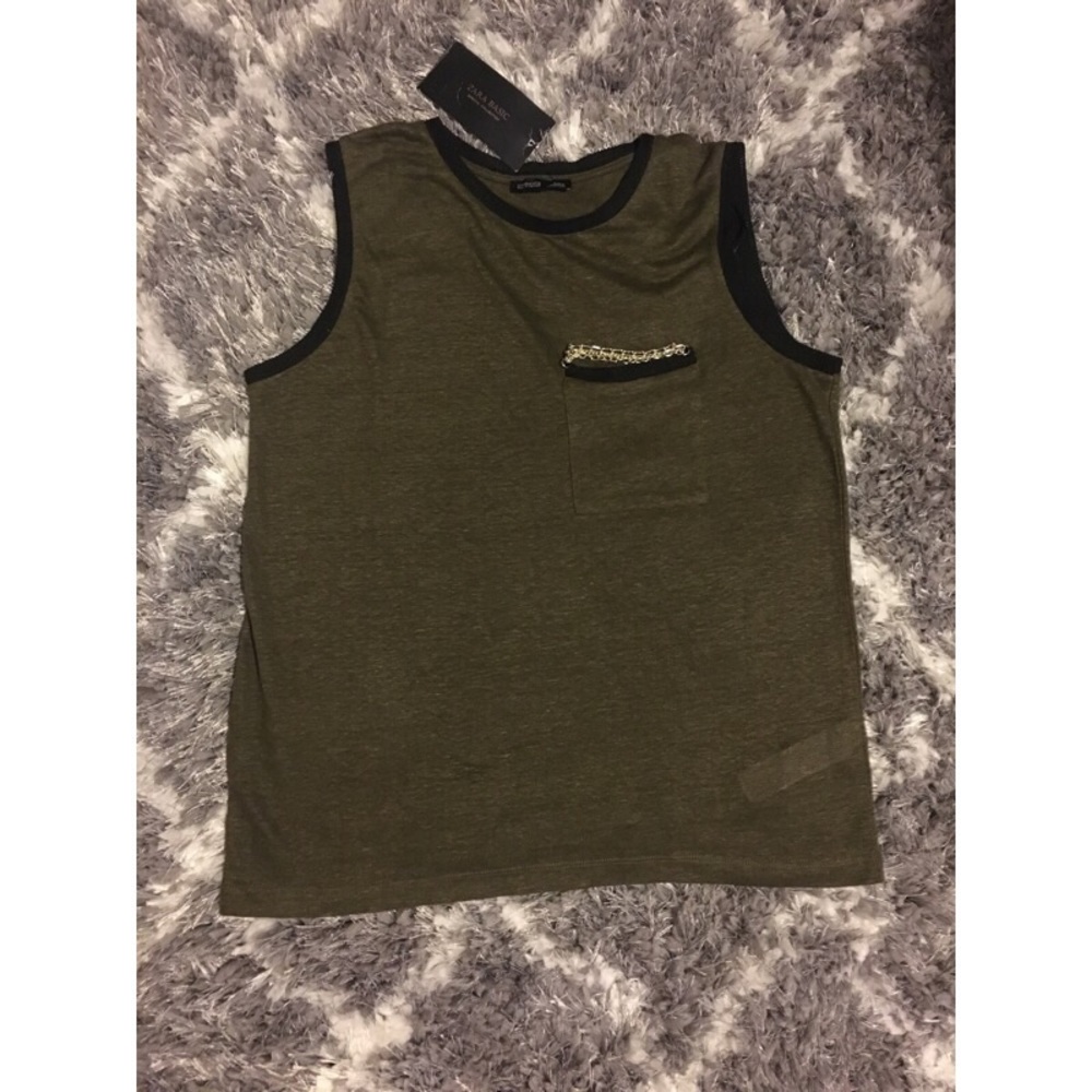 Zara Womens Olive Green Tank Blouse